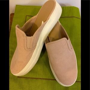 A New Day pink suede slip-ons, size 8